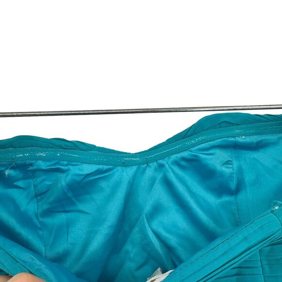 GB Turquoise Strapless Dress Small Beaded Mini Chiffon Feminine Skater Party NEW - Picture 5 of 9